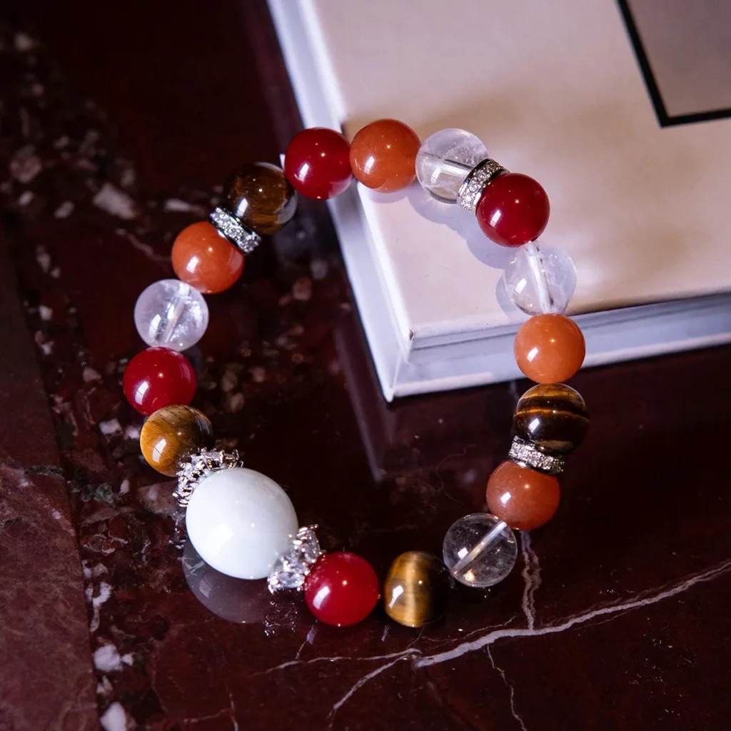 Aries meaning crystal bracelet designed to enhance confidence courage and leadership energy