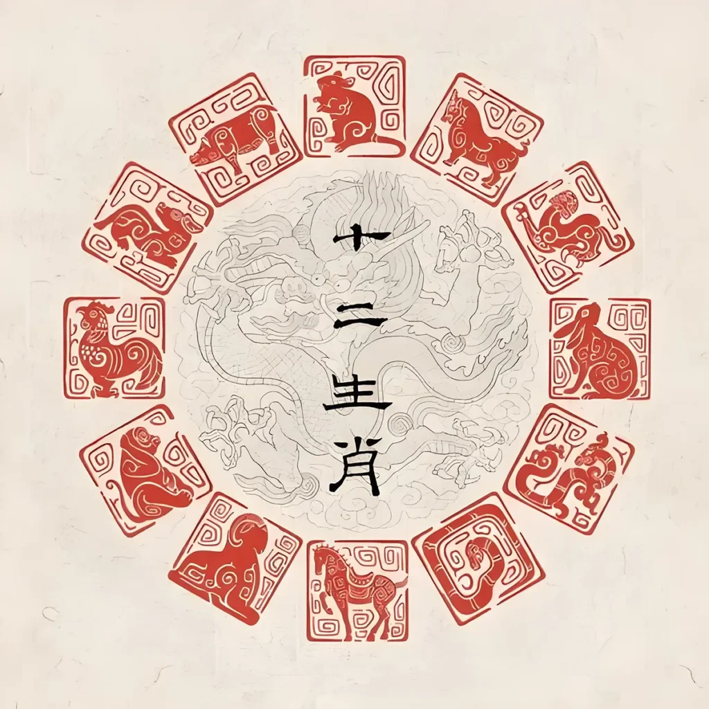 chinese zodiac bracelet illustration showing all 12 Chinese zodiac signs