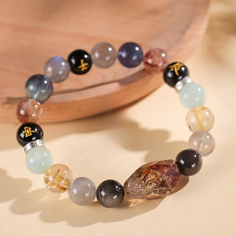 chinese zodiac bracelet made with mixed natural crystal beads for zodiac energy balance
