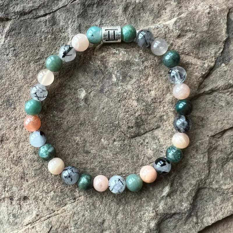 Gemini meaning crystal bracelet with mixed gemstones for balance and clarity