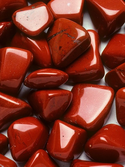 Red jasper fire element crystals with smooth polished surface