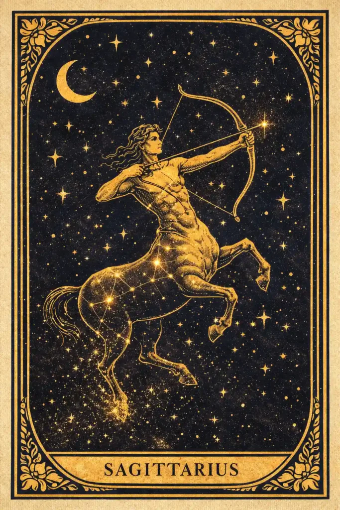 Sagittarius meaning tarot card depicting the archer of truth and direction