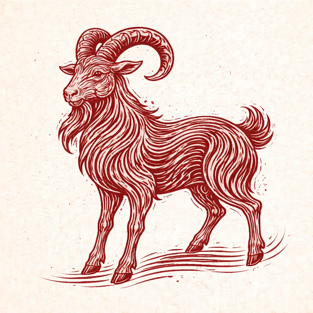sheep zodiac meaning illustrated with traditional red Chinese zodiac sheep artwork