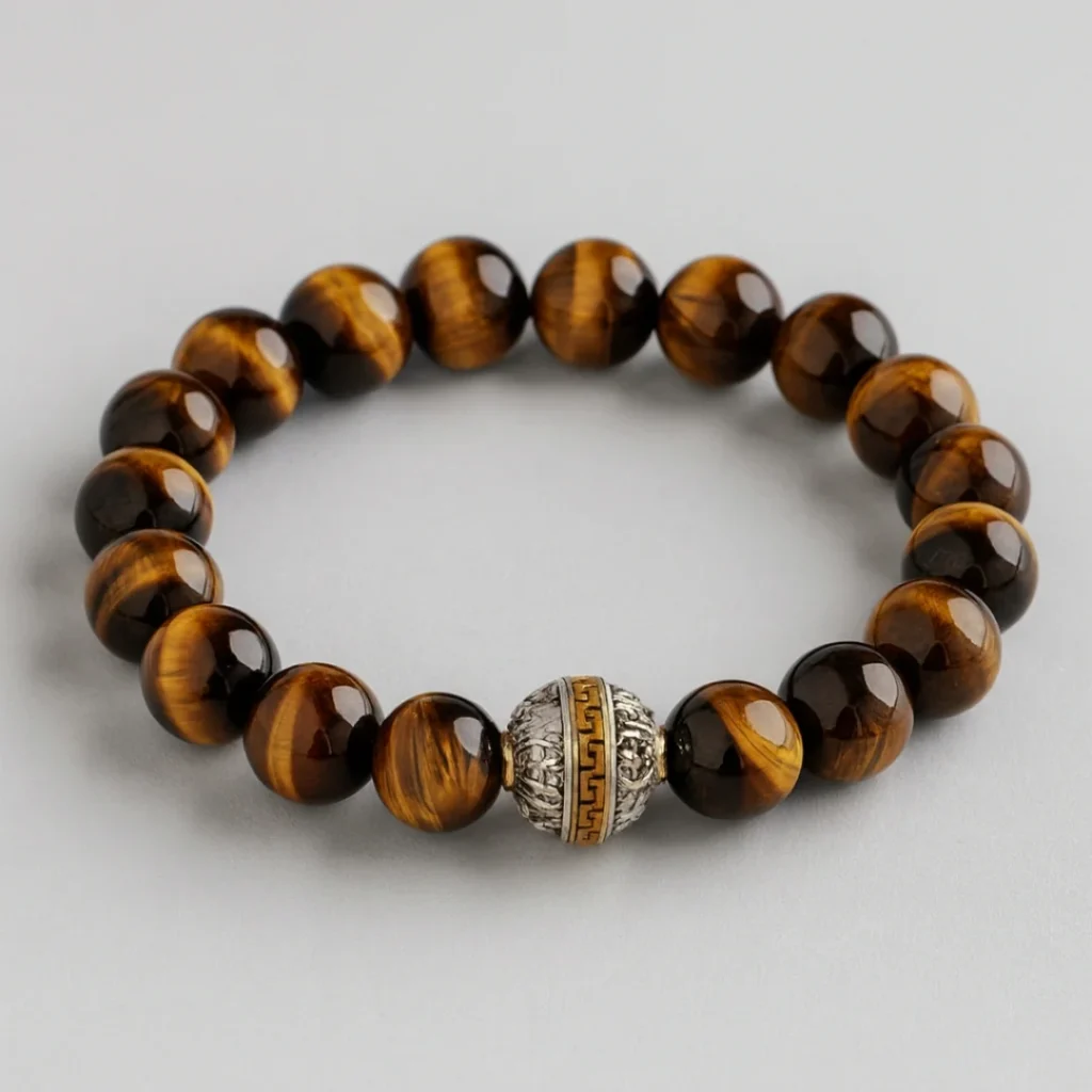 Tiger zodiac meaning represented by Tiger’s Eye crystal bracelet symbolizing courage and confidence