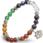 7 chakra bracelet for meditation natural gemstone bead bracelet with lotus charm