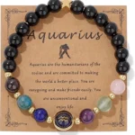 aquarius zodiac crystal bracelet with constellation card meaning