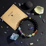 aries crystal bracelet natural stones display zodiac bracelet setup