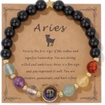 aries zodiac crystal bracelet with constellation meaning card