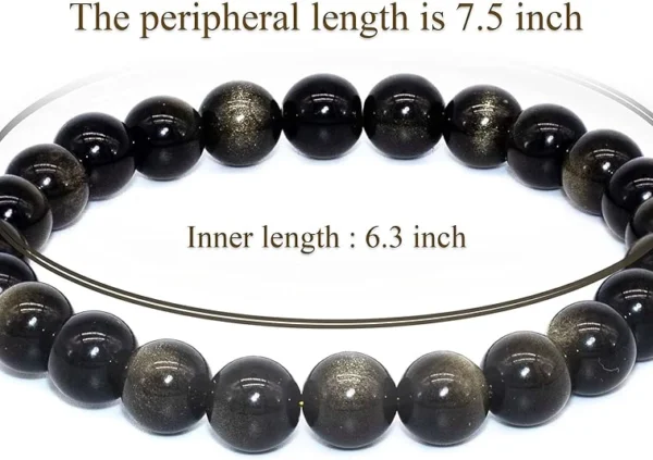 black obsidian bracelet size 7.5 inch 8mm beads measurement