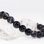 black sardonyx bracelet banded agate bead close up
