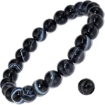 black sardonyx bracelet full view banded agate bead bracelet