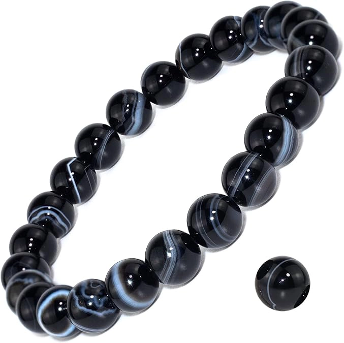 black sardonyx bracelet full view banded agate bead bracelet