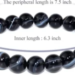 black sardonyx bracelet 8mm beads 7.5 inch length