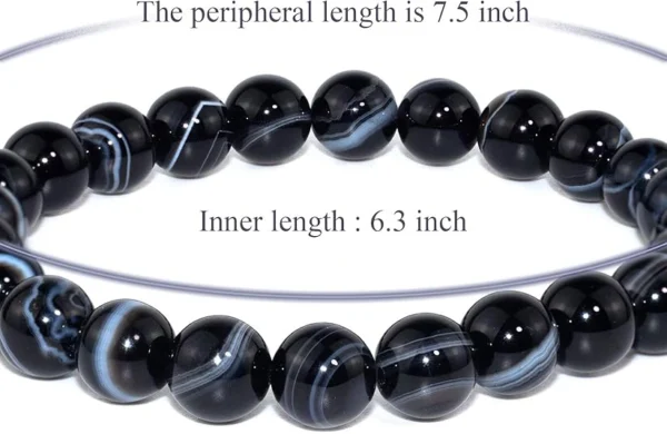 black sardonyx bracelet 8mm beads 7.5 inch length