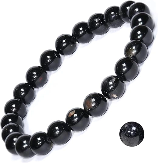black tourmaline bracelet natural black bead crystal bracelet white background