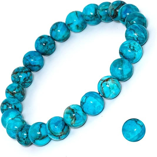 blue magnesite turquoise bracelet 8mm round bead design