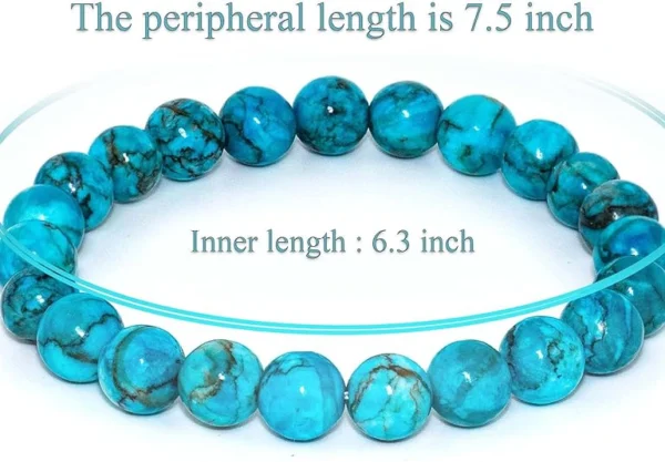 blue magnesite turquoise bracelet size 7.5 inch 8mm beads