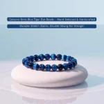 hawk eye stone bracelet for women handcrafted blue tiger eye beads elastic bracelet
