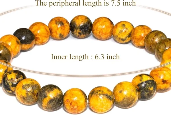 bumblebee jasper bracelet size 7.5 inch 8mm beads measurement