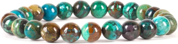 chrysocolla crystal bracelet for women natural blue green beads close up