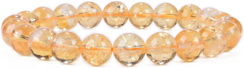 citrine crystal bracelet for women close up natural golden beads