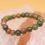 epidote crystal bracelet natural green red stone beads bracelet on stone