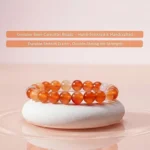 carnelian bracelet for women genuine 8mm beads stretch elastic handmade