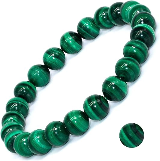 green malachite bracelet 8mm round beads jewelry