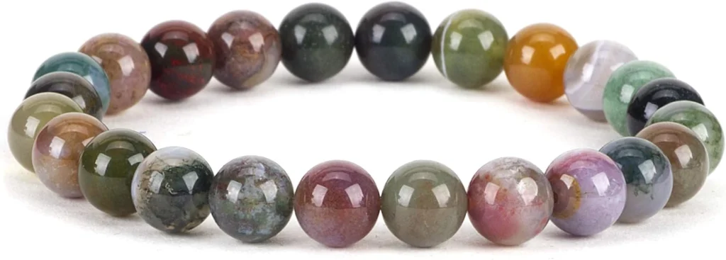 natural indian agate bracelet for women multicolor bead close up