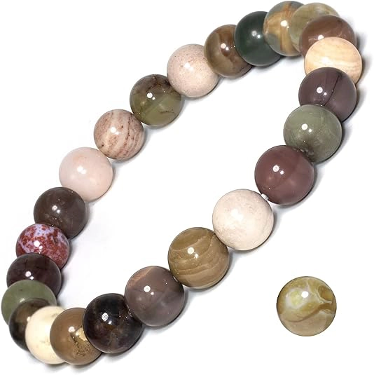 indian agate bracelet full view natural bead jewelry