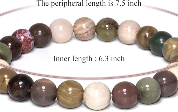 indian agate bracelet size 8mm beads 7.5 inch length