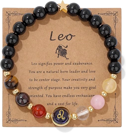 leo crystal bracelet zodiac meaning card gift bracelet