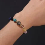 libra crystal bracelet on wrist for daily wear with natural stones and balance energy