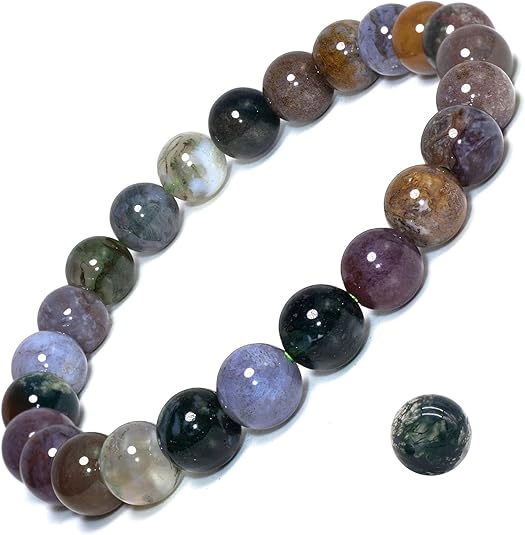 moss agate crystal bracelet 8mm round bead design