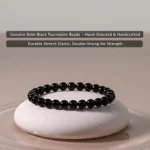 black tourmaline bracelet for women genuine 8mm beads stretch elastic durable design