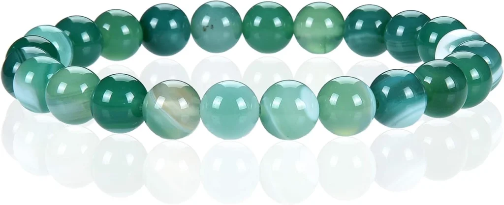 natural green lace agate bracelet for women 8mm round beads close up