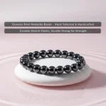 natural hematite bracelet for women 8mm round bead bracelet close up