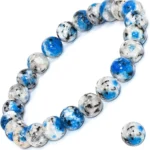 natural k2 azurite bracelet blue white granite azurite beads bracelet