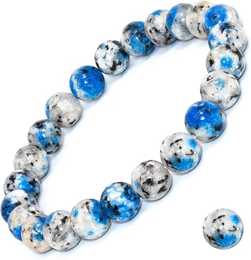 natural k2 azurite bracelet blue white granite azurite beads bracelet
