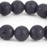 natural lava stone bracelet for women matte black porous beads close up