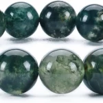 natural moss agate bracelet for women green bead close up natural pattern