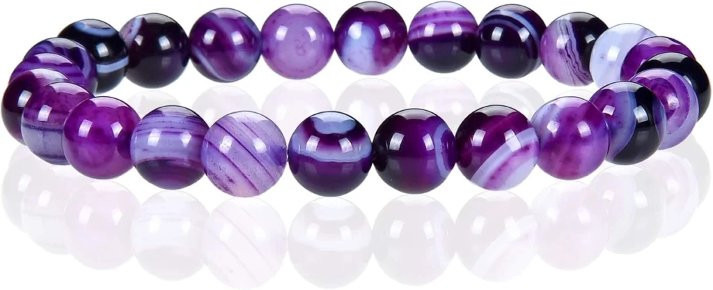 natural purple lace agate bracelet for women 8mm round beads close up