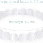 natural white selenite bracelet round bead full view