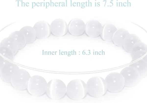 natural white selenite bracelet round bead full view