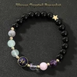 pisces crystal bracelet black background with natural gemstone beads zodiac jewelry