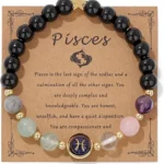 pisces crystal bracelet with zodiac card personality meaning calm intuitive energy jewelry