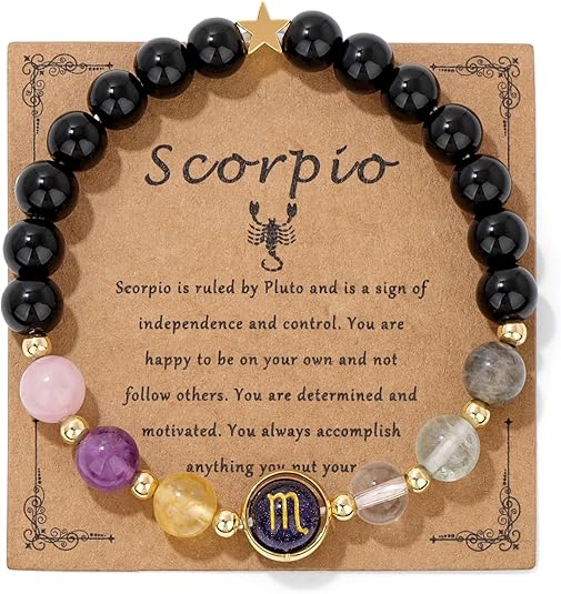 scorpio crystal bracelet with zodiac card gift set astrology bracelet