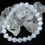 white selenite crystal bracelet unisex elastic design
