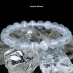 white selenite crystal bracelet silky texture close up