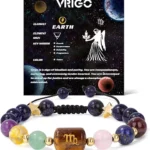 Infographic of the virgo birthstone bracelet identifying Amazonite, Lapis Lazuli, and Citrine.
